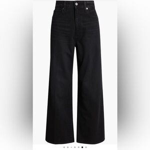 PAIGE Anesse High-Rise Wide-Leg Ankle Jeans in Astro Black, Size 28